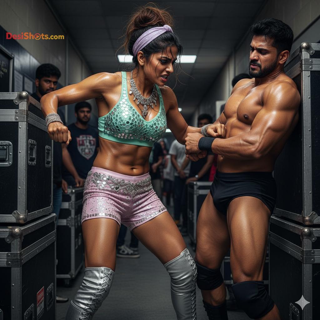 Stunning-Model-in-bridal-jewellary-emballishes-miniskirt-and-sports-bra-working-out-in-gym-and-dominating-her-partner-100