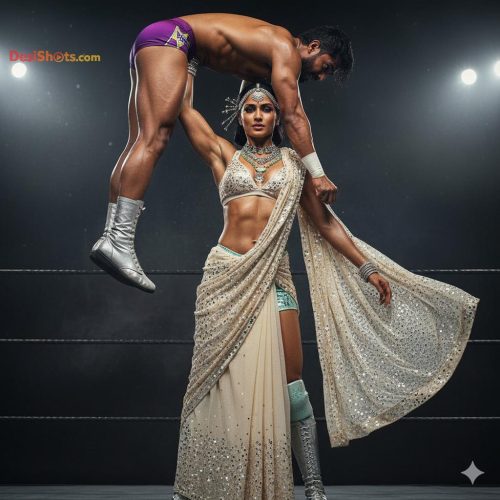 Stunning-Model-in-bridal-jewellary-emballishes-miniskirt-and-sports-bra-working-out-in-gym-and-dominating-her-partner-11