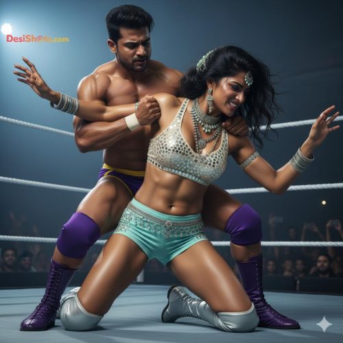 Stunning-Model-in-bridal-jewellary-emballishes-miniskirt-and-sports-bra-working-out-in-gym-and-dominating-her-partner-13