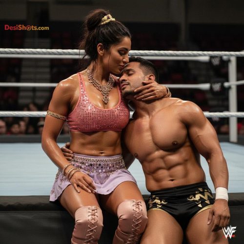 Stunning-Model-in-bridal-jewellary-emballishes-miniskirt-and-sports-bra-working-out-in-gym-and-dominating-her-partner-15