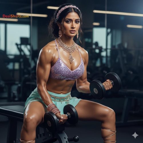 Stunning-Model-in-bridal-jewellary-emballishes-miniskirt-and-sports-bra-working-out-in-gym-and-dominating-her-partner-16 (1)