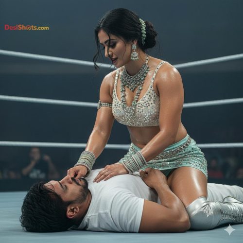 Stunning-Model-in-bridal-jewellary-emballishes-miniskirt-and-sports-bra-working-out-in-gym-and-dominating-her-partner-29