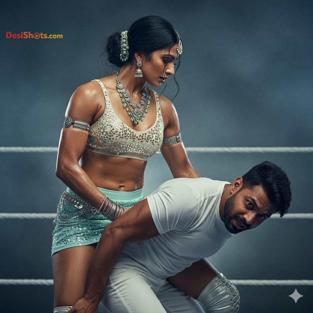 Stunning-Model-in-bridal-jewellary-emballishes-miniskirt-and-sports-bra-working-out-in-gym-and-dominating-her-partner-34