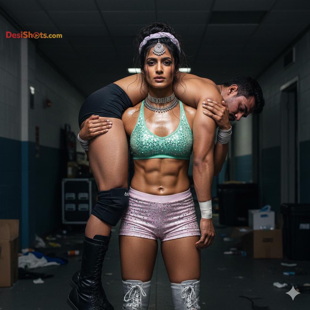 Stunning-Model-in-bridal-jewellary-emballishes-miniskirt-and-sports-bra-working-out-in-gym-and-dominating-her-partner-48